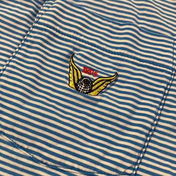 Peter Millar Men's medium blue white stripe pima cotton polo shirt XL - Picture 3 of 3